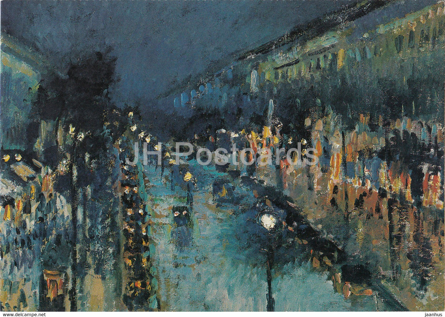 painting by Camille Pissarro - Boulevard Montmartre bei Nacht - French art - Germany - unused - JH Postcards