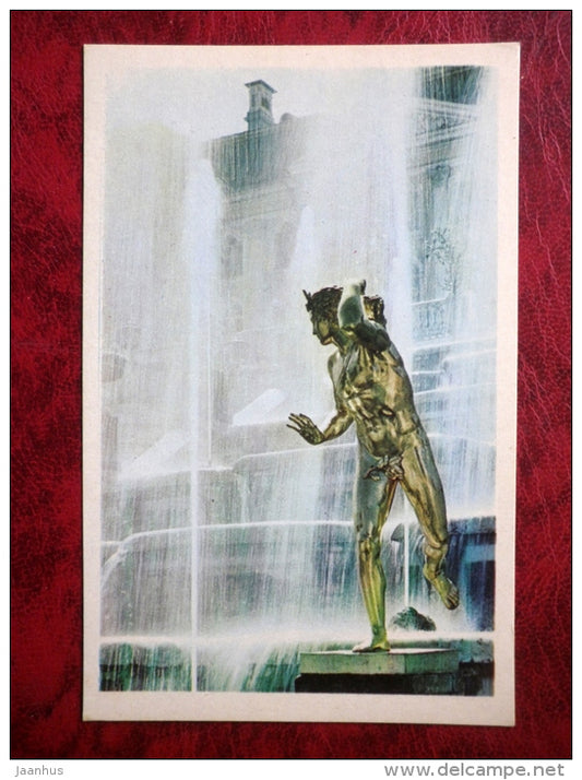 Petrodvorets - Great Cascade - Statue of Actaeon - fountains - Russia - USSR - unused - JH Postcards