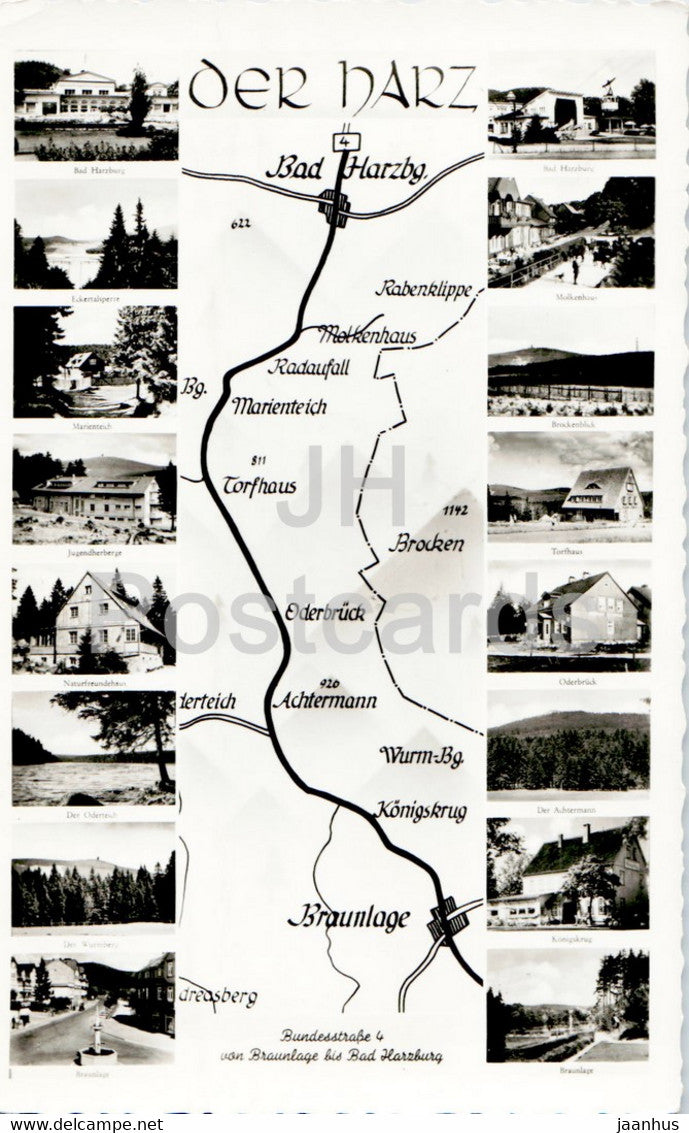 Der Harz - Braunlage - Bad Harzburg - Gaststatte Konigskrug - old postcard - Germany - unused - JH Postcards