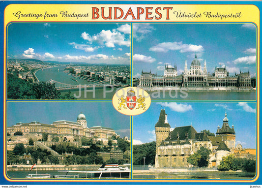 Greetings from Budapest - multiview - Hungary - used - JH Postcards