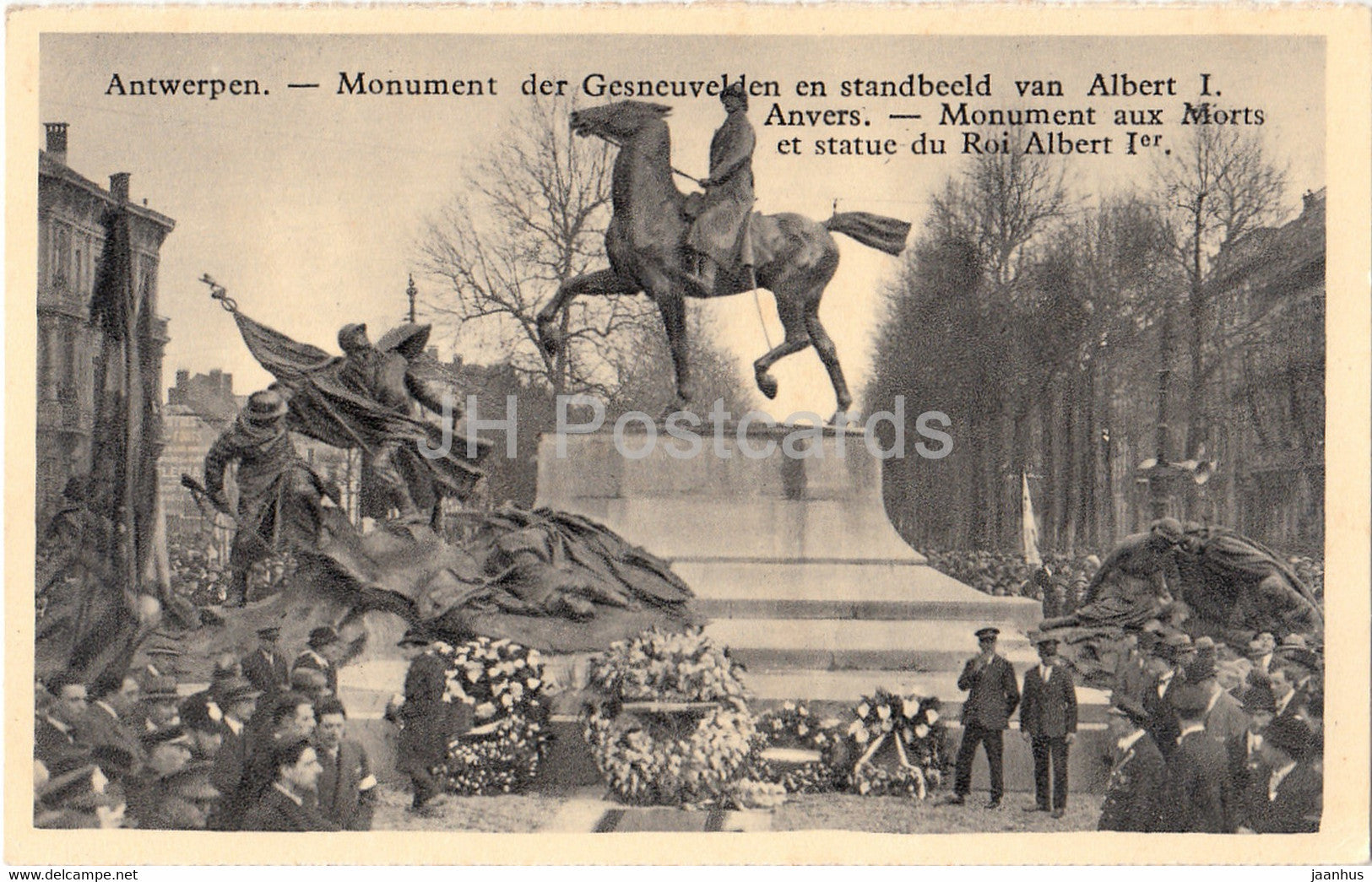 Anvers - Antwerpen - Monument der Gesneuvelden en standbeeld van Albert I - old postcard - 1943 - Belgium - used - JH Postcards