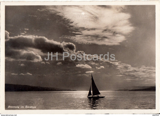 Stimmung am Zurichsee - sailing boat - 1933 - Switzerland - used - JH Postcards