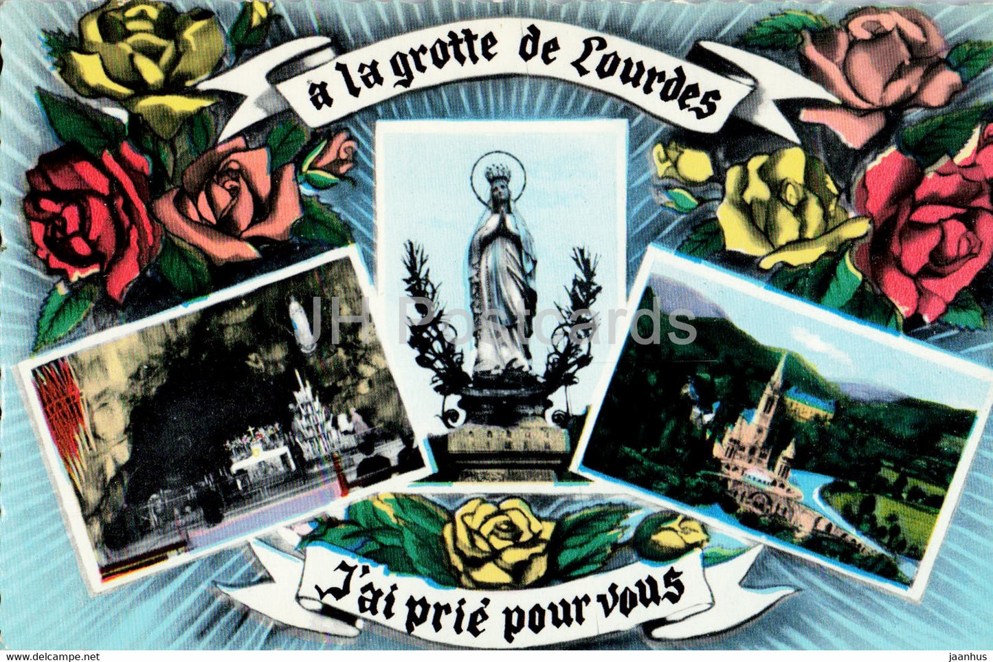 Lourdes - a la grotte de Lourdes - J'ai prie pour vous - 325 - old postcard - France - used - JH Postcards
