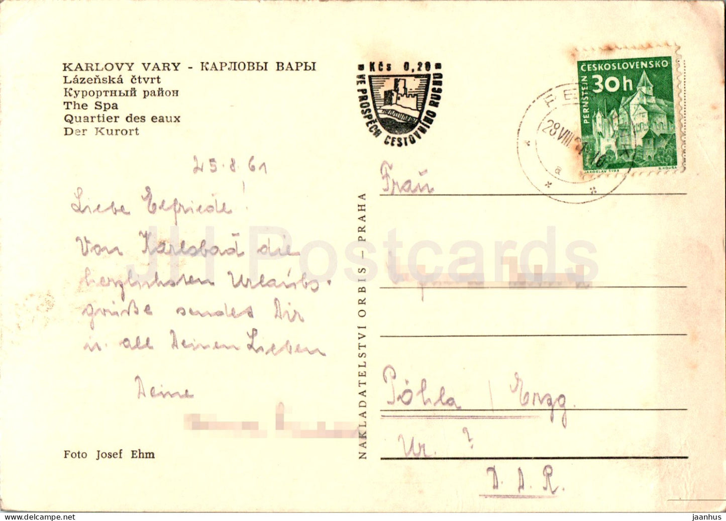 Karlovy Vary - Lazenska ctvrt - The Spa - 1961 - Czech Republic - Czechoslovakia - used