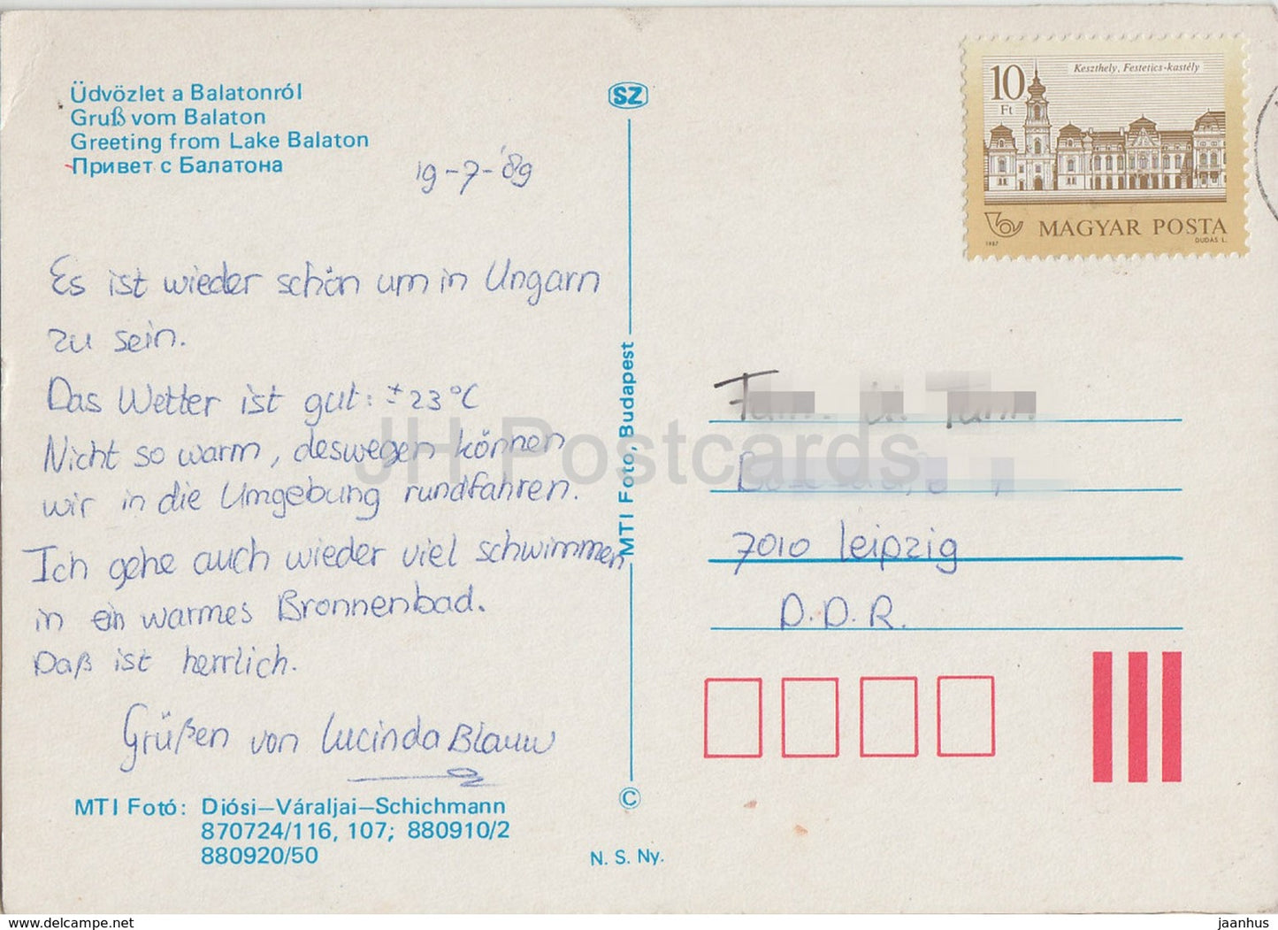 Salutation du lac Balaton - bateau à voile - église - ferry - 1989 - Hongrie - utilisé