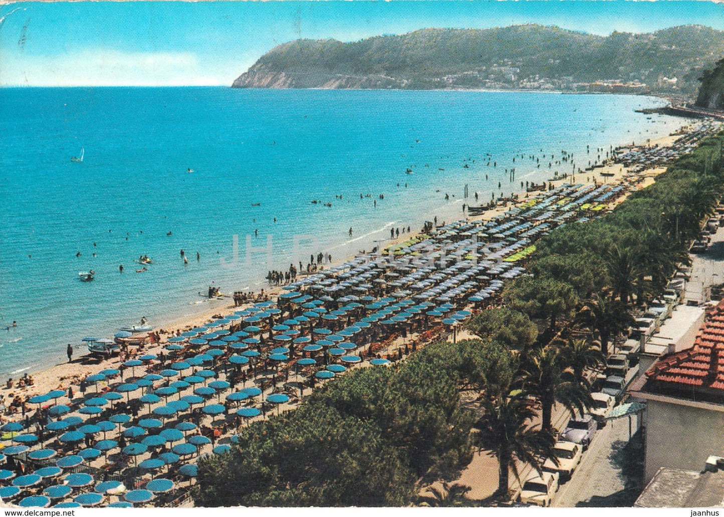 Riviera dei Fiori - Alassio - La Spiaggia sfondo Capo Mele - The Beach and Mele Capo - Italy - 1968 - used - JH Postcards