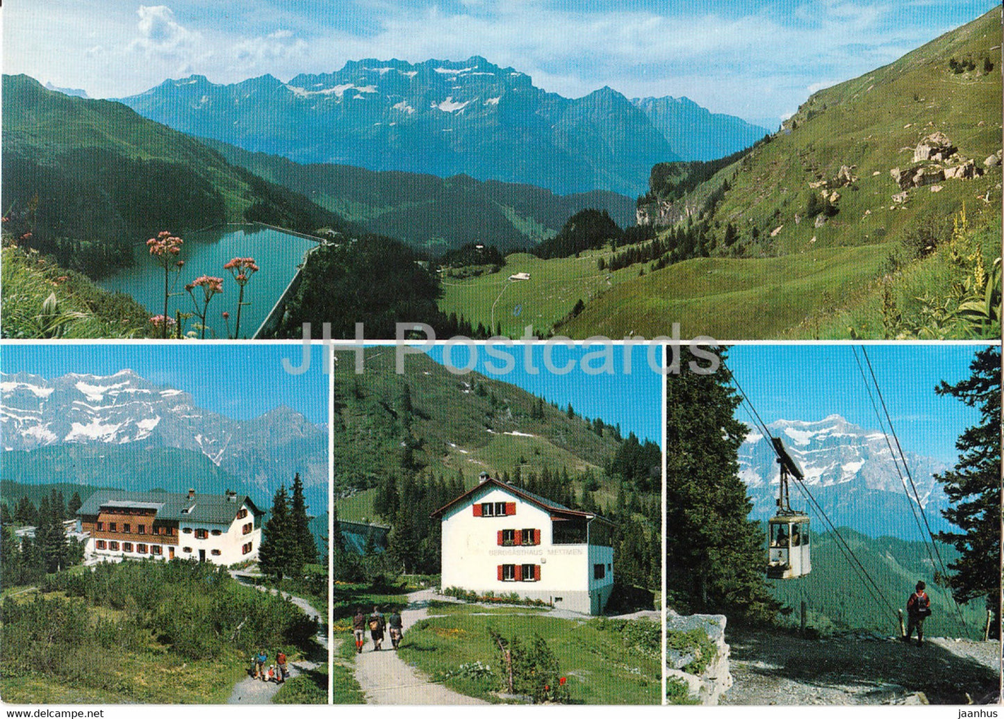Stausee Garichte gegen Glarnisch - cable car - multiview - Switzerland - unused - JH Postcards