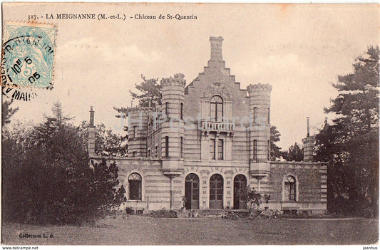 La Meignanne - Chateau de St Quentin - castle - 317 - 1905 - old postcard - France - used - JH Postcards