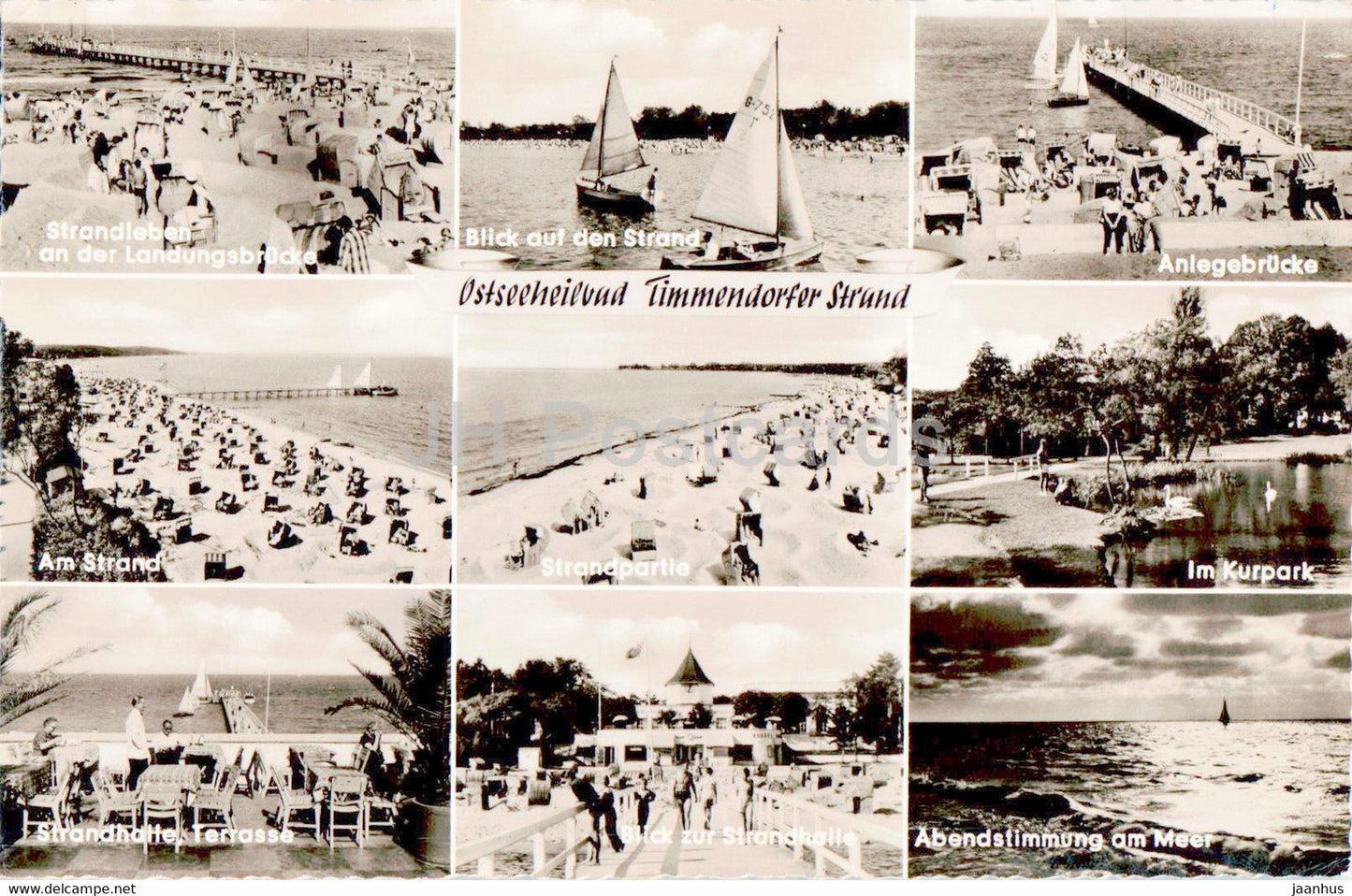 Ostseeheilbad Timmendorfer Strand - sailing boat - beach - old postcard - Germany - used - JH Postcards