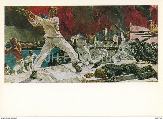 painting by A. Deyneka - Defense of Sevastopol - WWII - Russian art - 1978 - Russia USSR - unused - JH Postcards