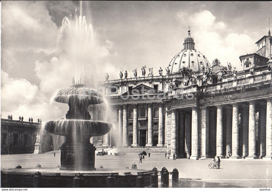 Roma - Rome - Piazza S Pietro - S Peter's Square - fountain - 5733 - Vatican - old postcard - 1964 - Italy - used - JH Postcards