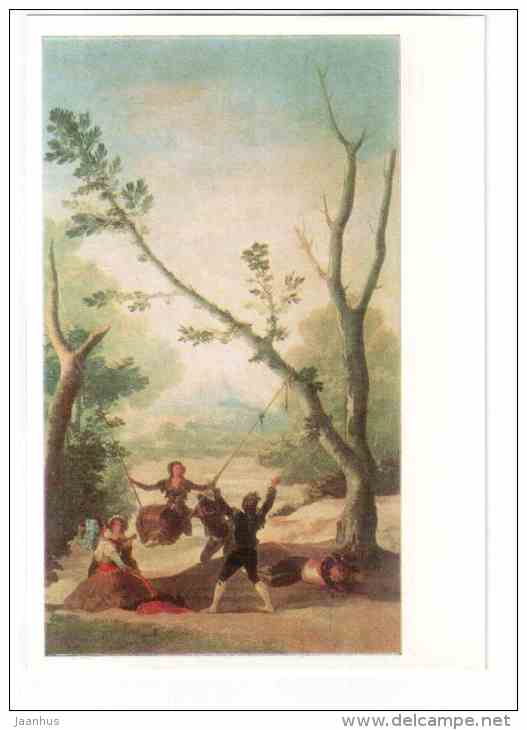 painting by Francisco Goya - Swing , 1787 - spanish art - unused - JH Postcards