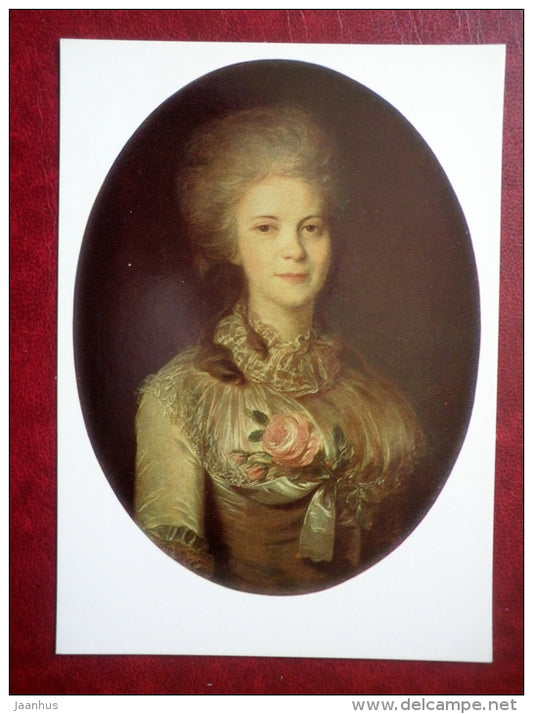painting by F. Rokotov , Portrait of V. Surovtseva - russian art - unused - JH Postcards