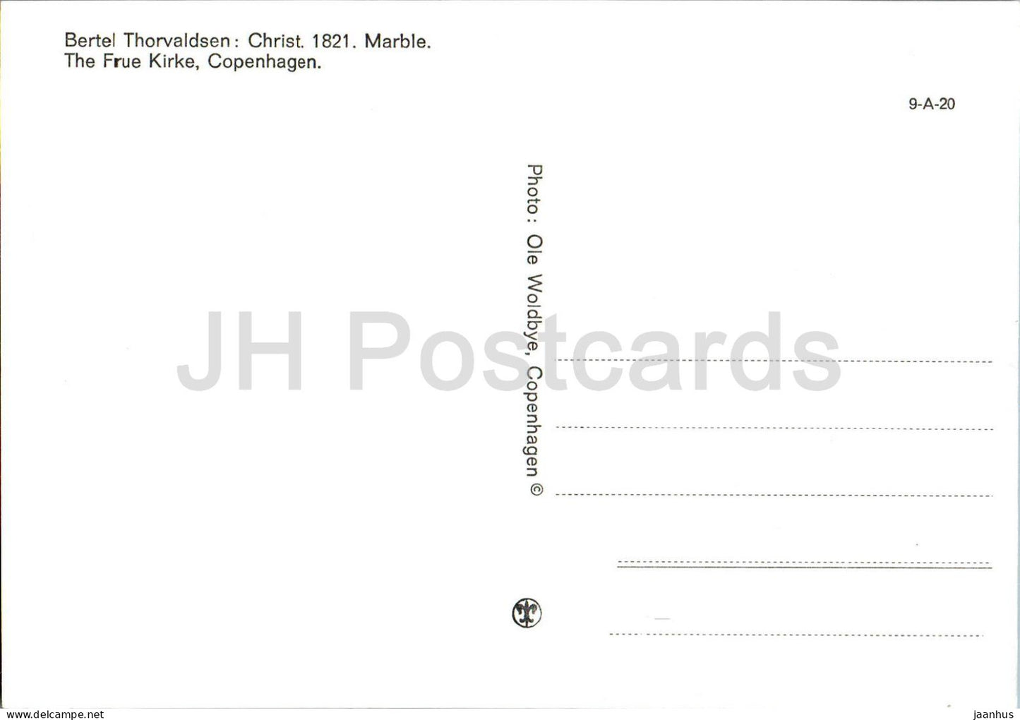 Copenhague - Kobenhavn - The Frue Kirke - sculpture de Thorvaldsen - Christ - 9-A-20 - Danemark - inutilisé 