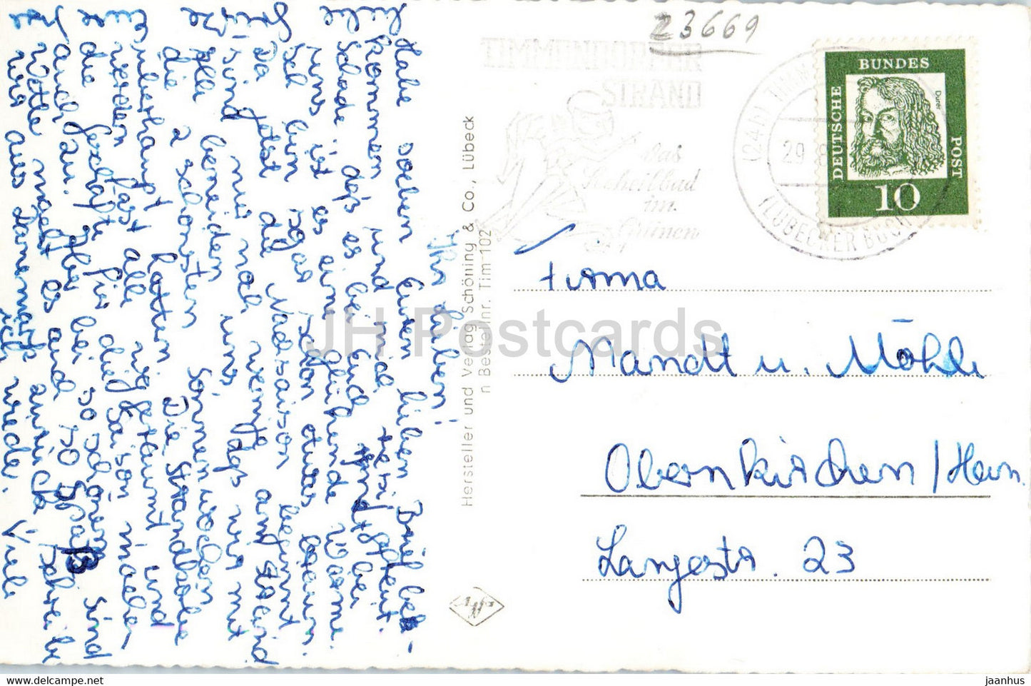 Ostseeheilbad Timmendorfer Strand - sailing boat - beach - old postcard - Germany - used