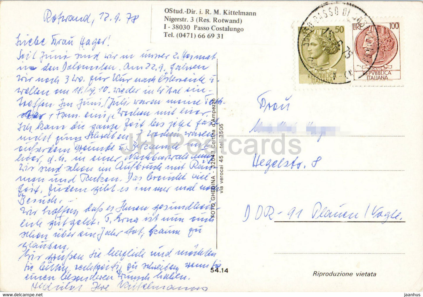 Rifugi al Catinaccio - Rosegarten Schutzhutten - 1978 - Italy - used