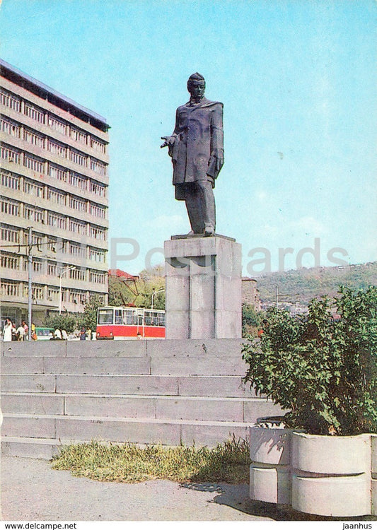 Yerevan - monument to Russian writer Griboyedov - tram - postal stationery - 1983 - Armenia USSR -  unused - JH Postcards