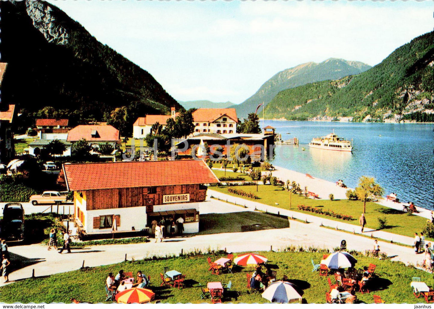 Pertisau am Achensee 950 m - Seeanlagen mit Dampfer St Benedikt gegen Norden Tirol - Tirol - Austria - unused - JH Postcards