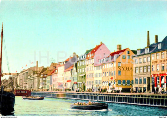 Copenhagen - Kobenhavn - Nyhavn med Gamle Huse - boat - Denmark - unused - JH Postcards