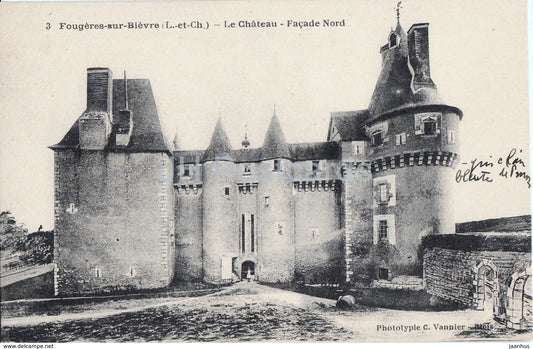 Fougeres sur Bievre - Le Chateau - Facade Nord - castle - 3 - old postcard - France - unused