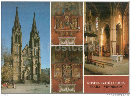 Church of St. Ludmila - Altar - Praha - Prague - Czechoslovakia - Czech - unused - JH Postcards