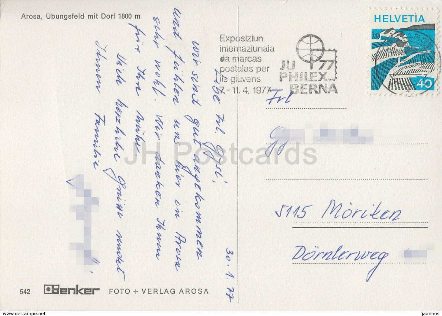 Arosa - Ubungsfeld mit Dorf 1800 m - 542 - 1977 - Suisse - occasion