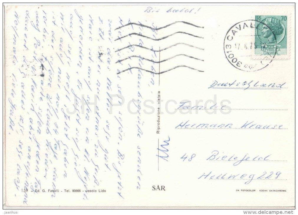 Venezia di Notte - night - Veneto - 159 - Italia - Italy - sent from Italy to Germany 1975 - JH Postcards