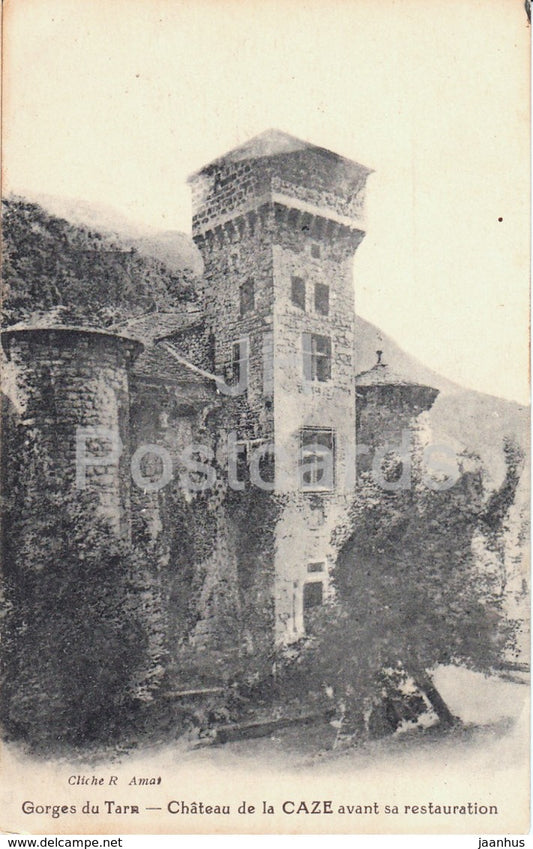 Gorges du Tarn - Chateau de la Caze avant sa restauration - castle - old postcard - France - used - JH Postcards