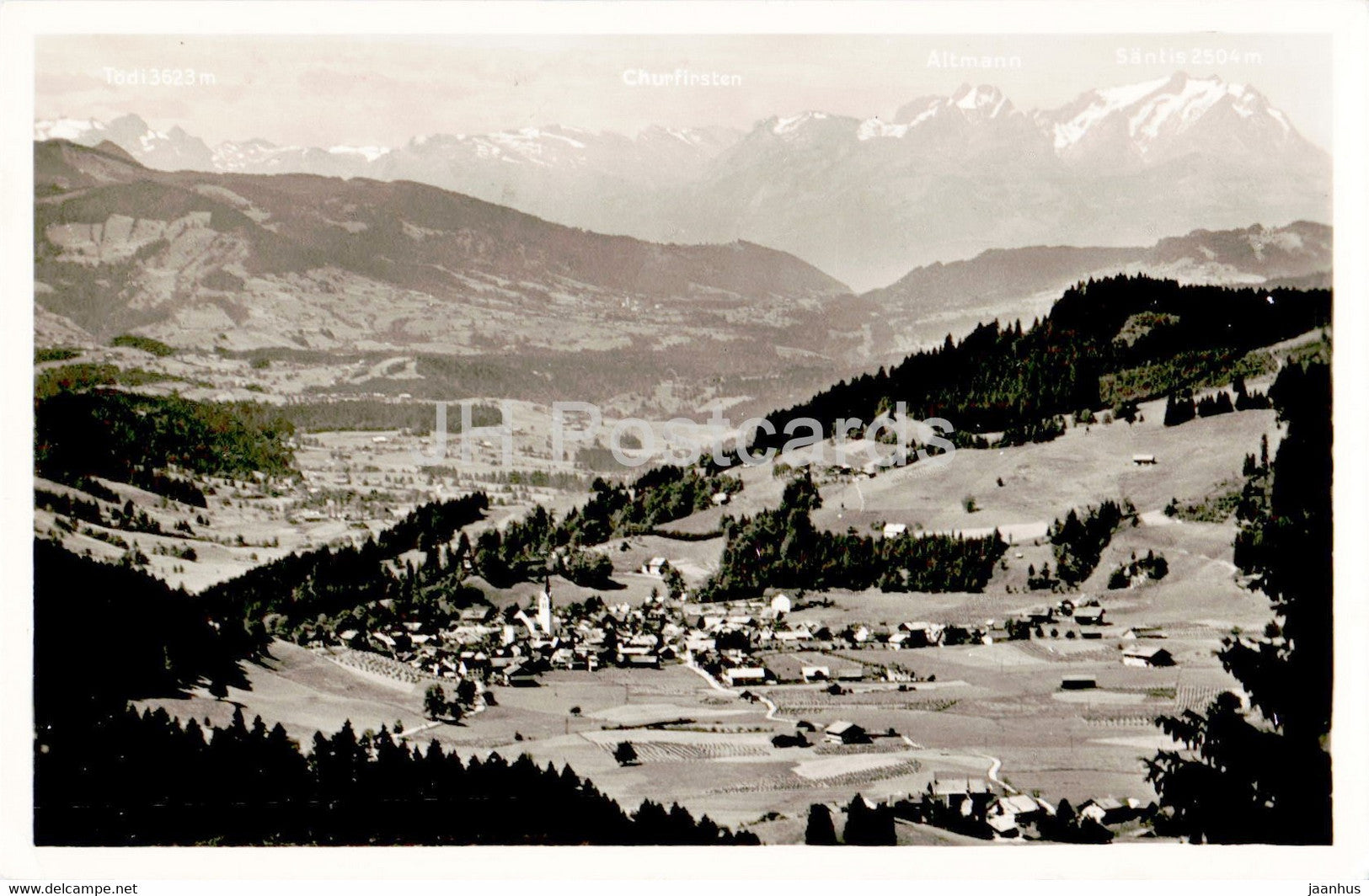 Oberstaufen i Allgau - Blick v d Juget a d Ort - old postcard - 1954 - Germany - used - JH Postcards