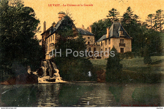 Le Vast - Le Chateau et la Cascade - castle - old postcard - France - unused - JH Postcards