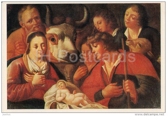 painting by Unknown Artist - Adoration of the shepherds - Flemish art - Russia USSR - 1978 - unused - JH Postcards