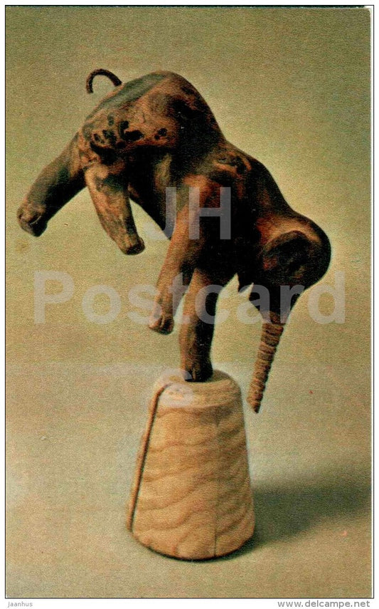 elephant - Nature and Fantasy - wooden figures - 1969 - Russia USSR - unused - JH Postcards
