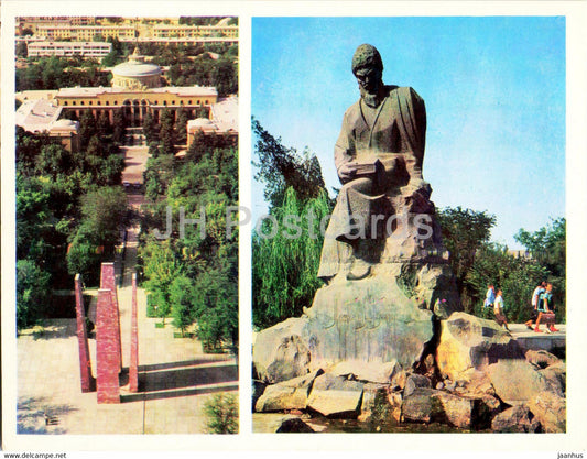 Ashgabat - Ashkhabad - monument to Turkmen soldiers - monument to  Makhtumkuli - 1974 - Turkmenistan USSR - unused - JH Postcards