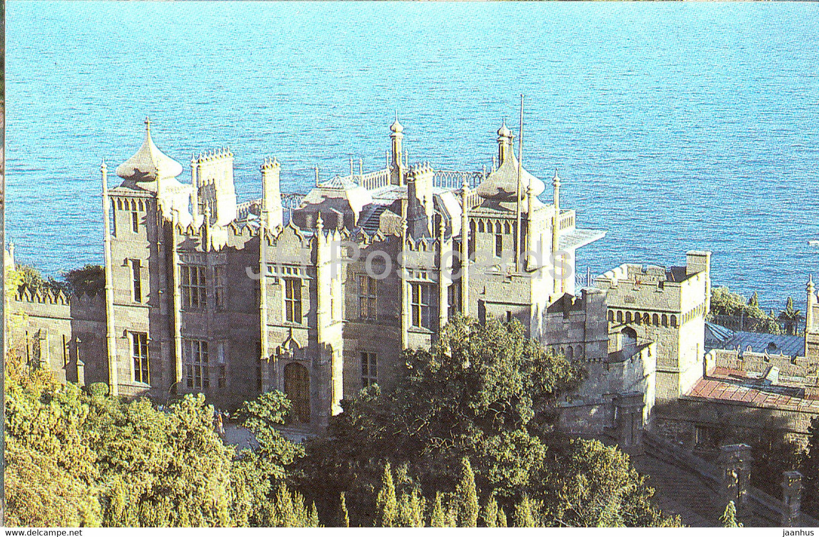 View at the Alupka Palace and Black sea - Alupka Palace Museum - Crimea - 1990 - Ukraine USSR - unused - JH Postcards