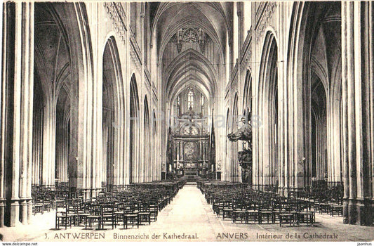 Anvers - Antwerpen - Binnenzicht der Kathedraal - Interieur del Cathedrale - old postcard - Belgium - unused - JH Postcards