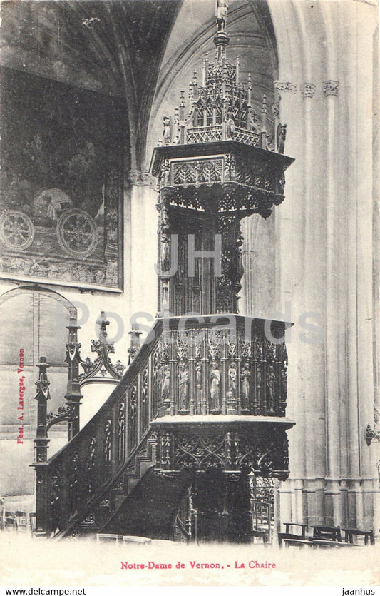 Notre Dame de Vernon - La Chaire - old postcard - France - unused - JH Postcards