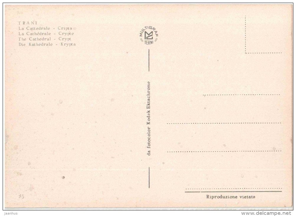 La Cattedrale , Cripta - The Cathedral , Crypt - Trani - Puglia - 85 - Italia - Italy - unused - JH Postcards