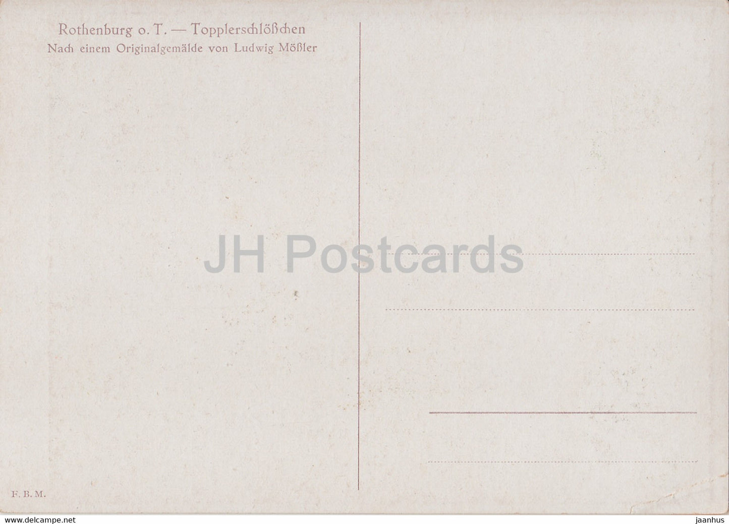 peinture de Ludwig Mossler - Rothenburg o T - Topplerschlosschen - Art allemand - Allemagne - inutilisé