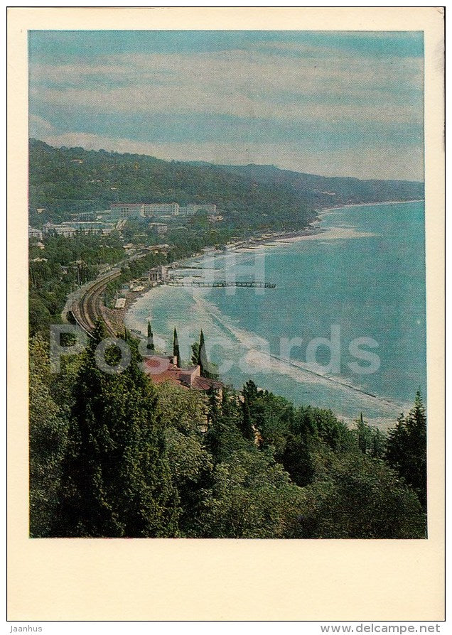 Khosta general view - beach - Sochi - Caucasus - 1968 - Russia USSR - unused - JH Postcards