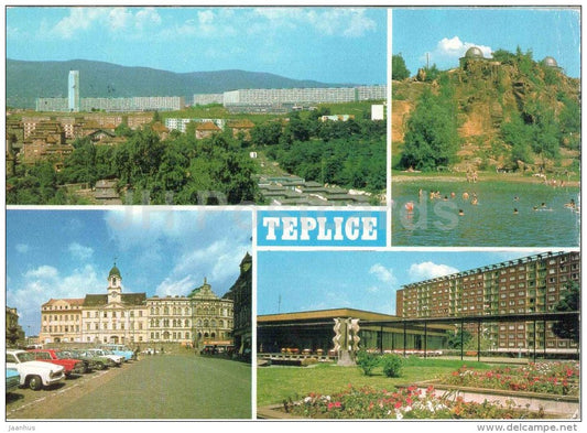 housing estate Pod Doubravkou and Perla - observatory - Marx square - Teplice - Czechoslovakia - Czech - used 1985 - JH Postcards