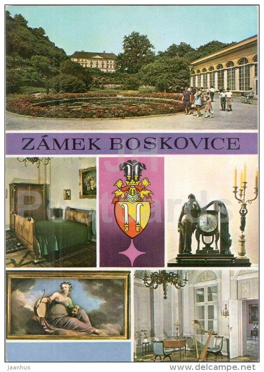 Boskovice Castle - front of the chateau greenhouses - bedroom - dancing hall - Czechoslovakia - Czech - unused - JH Postcards
