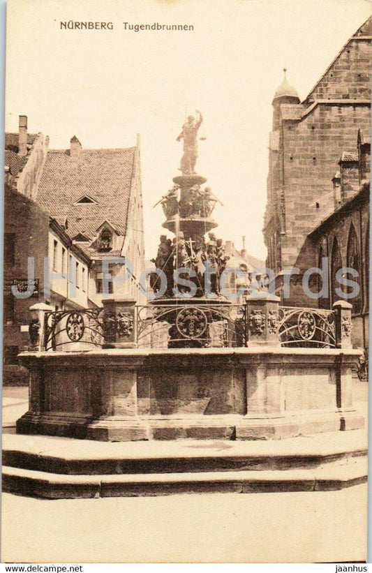 Nurnberg - Nuremberg - Tugendbrunnen - W. H. D. 2207 - old postcard - Germany - unused - JH Postcards