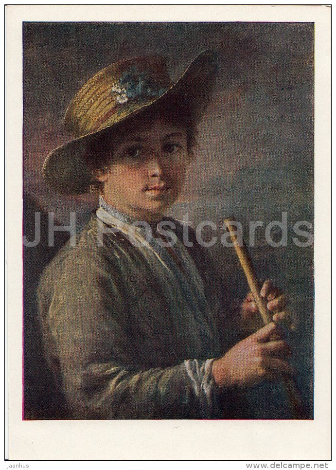 painting by V. Tropinin - Boy with Pitier - hat - Russian art - 1958 - Russia USSR - unused - JH Postcards