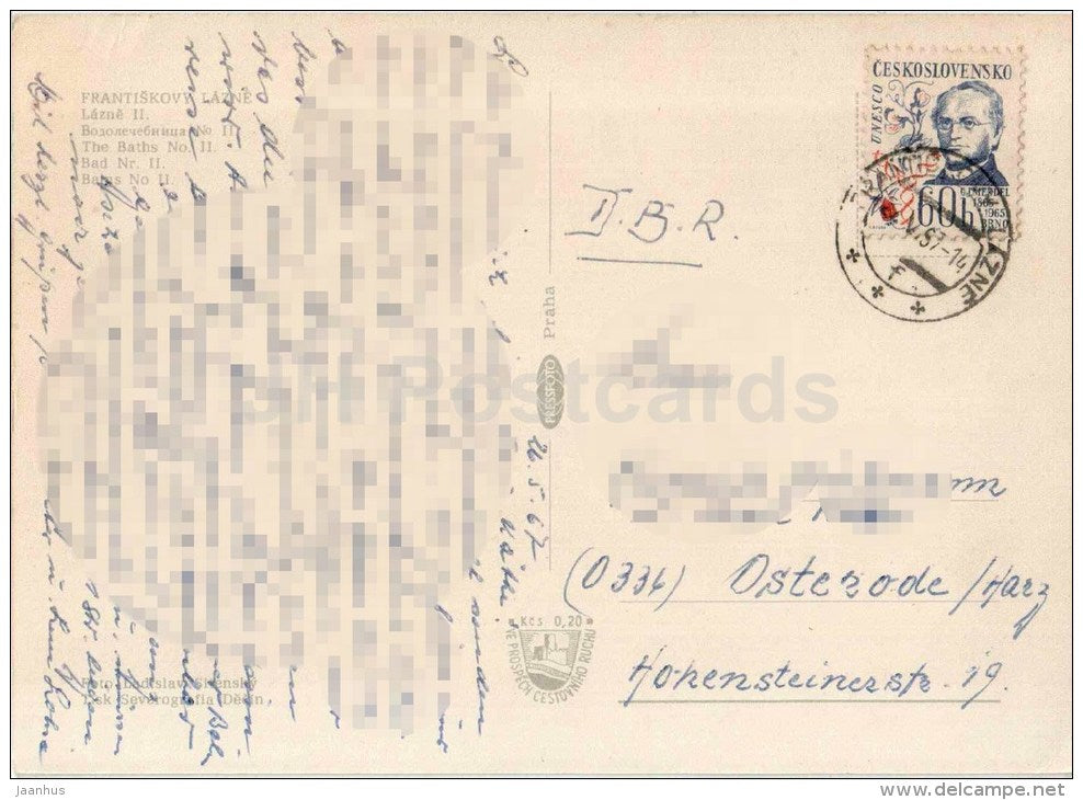 the Baths No. II - Františkovy Lazne - Czechoslovakia - Slovakia - used 1967 - JH Postcards