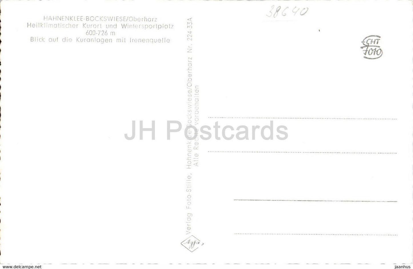 Hahnenklee Bockswiese - Blick auf die Kuranlagen mit Irenenquelle - old postcard - Germany - unused