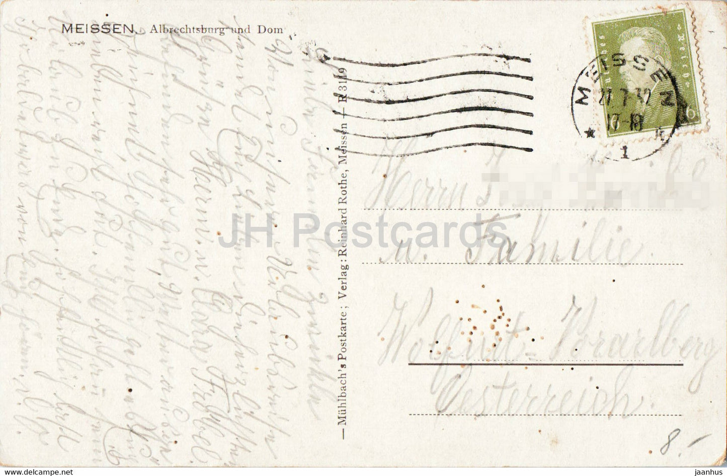 Meissen - Albrechtsburg und Dom - alte Postkarte - 1932 - Deutschland - gebraucht