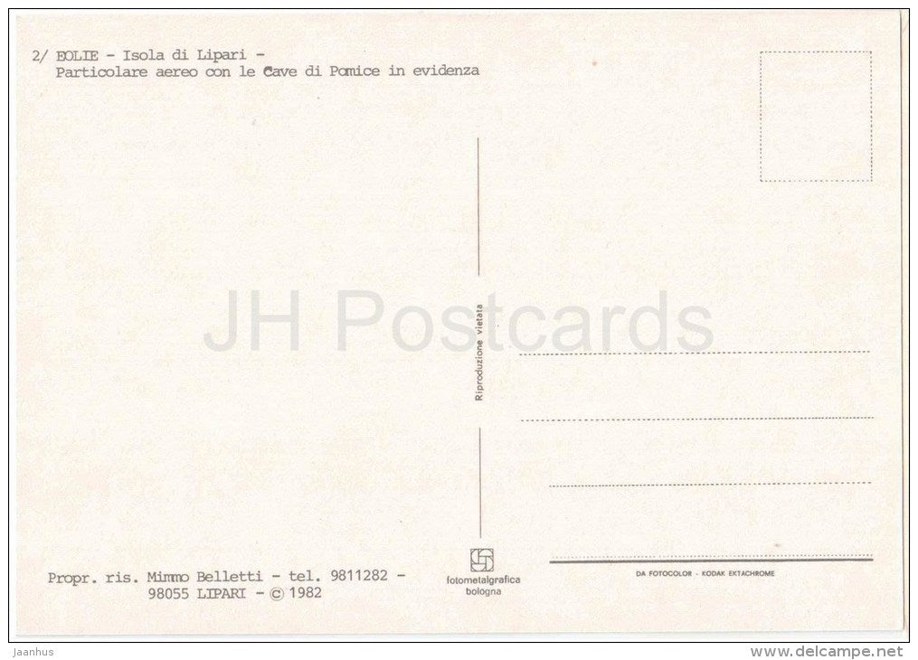 Particolare aereo con le cave di Pomice in evidenza - Isola di Lipari - Eolie - Sicilia - 2 - Italia - Italy - unused - JH Postcards