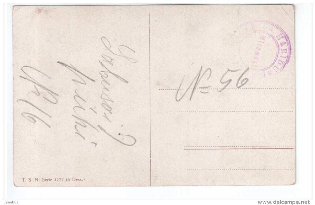 illustration by Gelay - Still Life - sugar bowl - T. S. N. Serie 1777 - old postcard - circulated in Estonia - used - JH Postcards