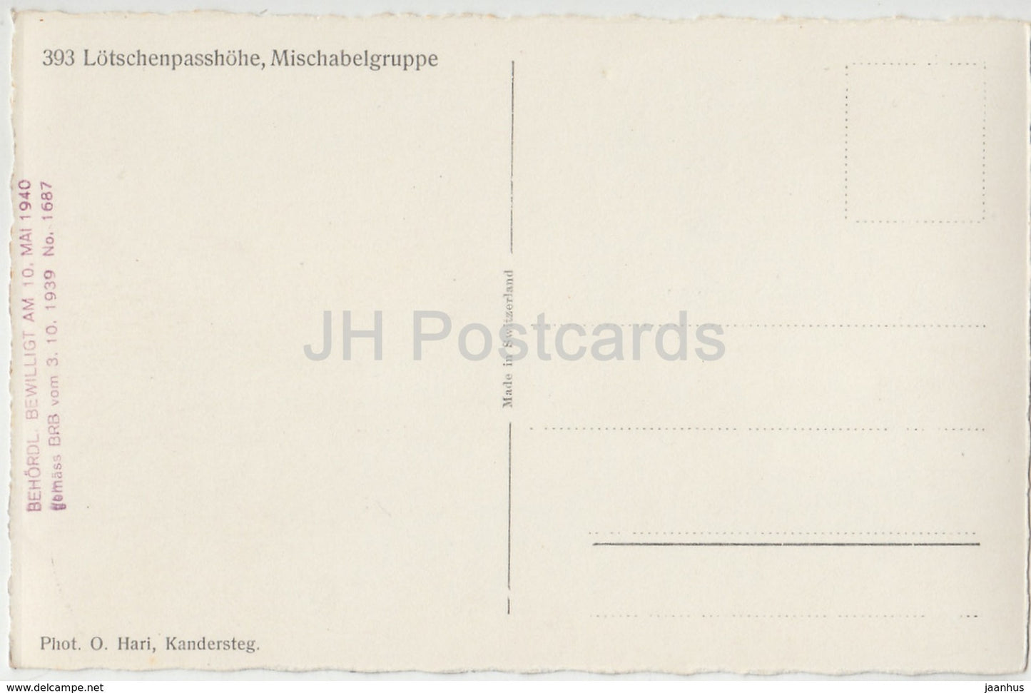 Lotschenpasshohe Mischabelgruppe - 393 - Suisse - carte postale ancienne - inutilisée