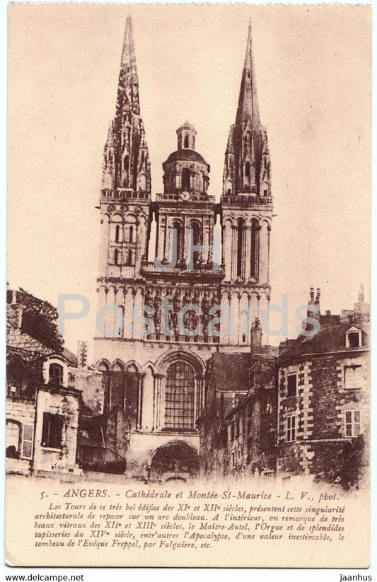Angers - Cathedrale et Montee St Maurice - cathedrale - 5 - old postcard - France - unused - JH Postcards